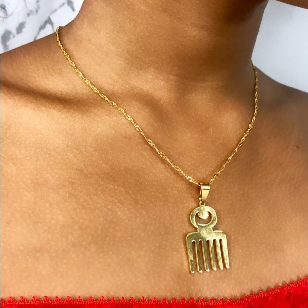adinkra  Gold Pendant Necklace 18inch
